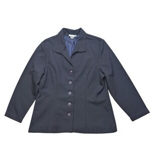 Vintage Danielle B Blazer Women 16 Blue Button Front Long Sleeve Lined P2347C